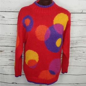Vintage Tarazzia Red Geometric Mohair‎ Sweater